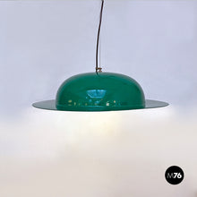 Load image into Gallery viewer, Hat-shaped green metal chandelier, 1970s
