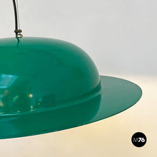 Charger l&#39;image dans la galerie, Hat-shaped green metal chandelier, 1970s
