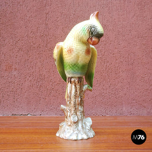 Polychrome ceramic parrot, 1960s