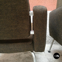 将图片加载到图库查看器，Original brown fabric armchairs, 1960s
