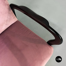 Load image into Gallery viewer, Pink velvet and wood armchair, 1950s
