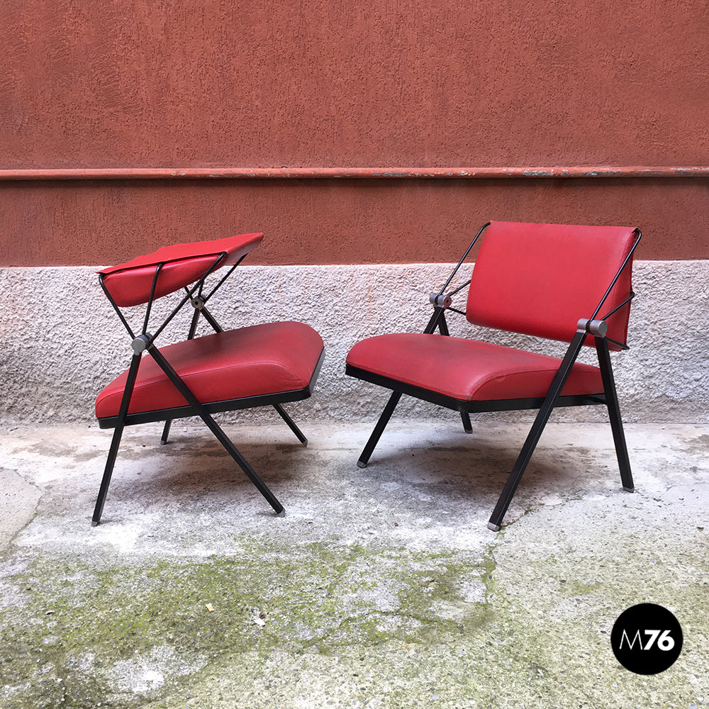 Red leatherette armchairs by Formanova, 1970s