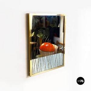 Mirror with brass frame and decorations by Crystal Art 1950s