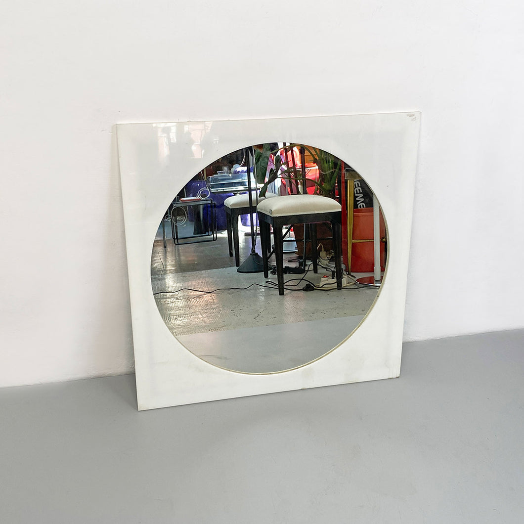 Round shape mirror with square plastic frame, 1980s