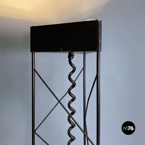Metal floor lamp with triangular section base, 1980s