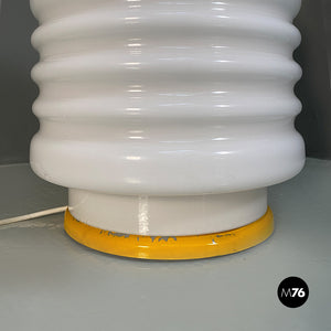 Opaline glass and yellow metal base table or floor lamp, 1970s