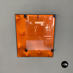 Orange plastic and glass wall photo frame, 1980s