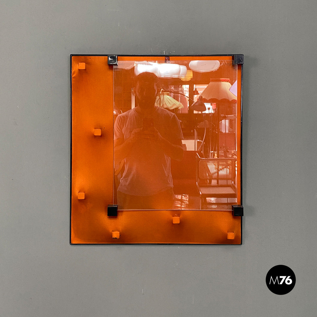 Orange plastic and glass wall photo frame, 1980s