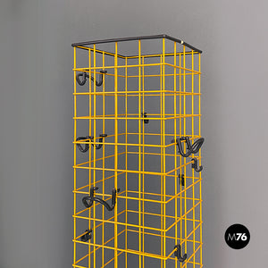 Grey plastic and yellow metal floor coat stand by Anna Castelli for Kartell, 1980s
