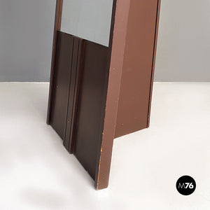 Floor mirror with matt brown painted wooden structure, 1980s