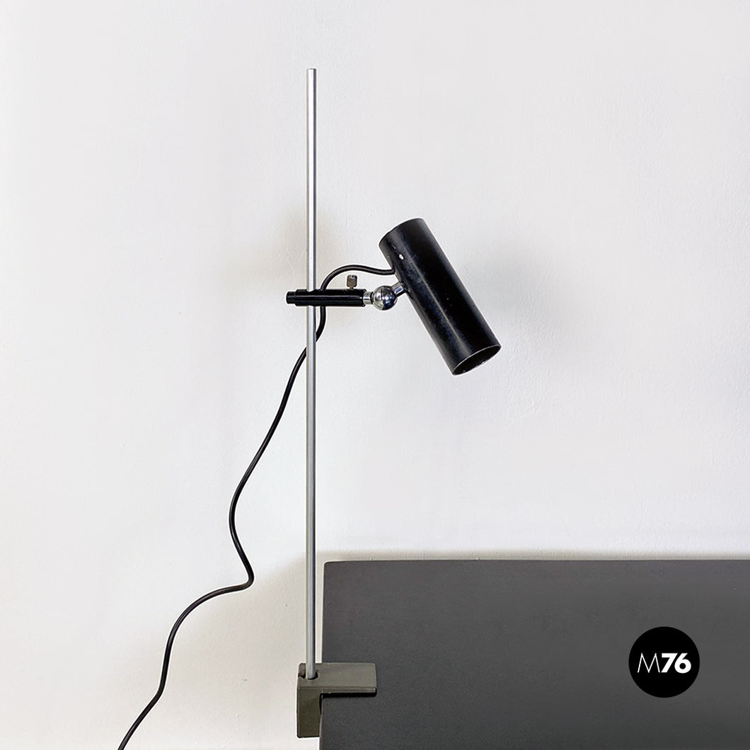 Black metal and chromed steel desk lamp by Gino Sarfatti for Arteluce, 1970s