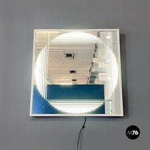 Load image into Gallery viewer, Neon backlit square mirror by Gianni Celada for Fontana Arte, 1970s
