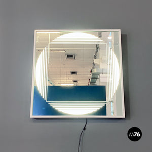 Neon backlit square mirror by Gianni Celada for Fontana Arte, 1970s