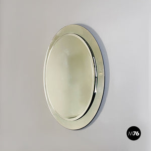 Round mirror with double bevelled glass, 1970s