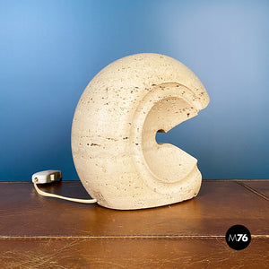 Shell-shaped travertine Nucleo table lamp by Salocchi, 1970s