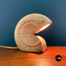 Load image into Gallery viewer, Shell-shaped travertine Nucleo table lamp by Salocchi, 1970s
