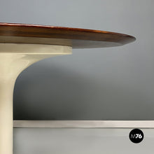 Load image into Gallery viewer, White plastic and wood round dining table, 1970s
