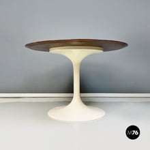 Carica l&#39;immagine nel visualizzatore di Gallery, White plastic and wood round dining table, 1970s
