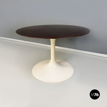 Load image into Gallery viewer, White plastic and wood round dining table, 1970s
