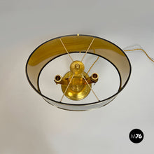 Carica l&#39;immagine nel visualizzatore di Gallery, Brass and glossy black lampshade table lamps, 1940s
