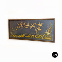 Load image into Gallery viewer, Antique canvas with storks embroidery and oriental landscape, 1800s
