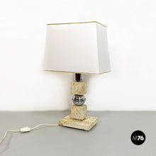 Load image into Gallery viewer, Steel and travertine table lamps, 1970s
