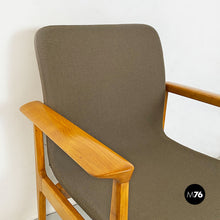 Load image into Gallery viewer, Solid beech and fabric armchair with armrests by Anonima Castelli, 1960s
