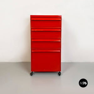 Modular red plastic mod. 4602 chest of drawers by Simon Fussel for Kartell, 1970s