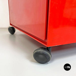 Modular red plastic mod. 4602 chest of drawers by Simon Fussel for Kartell, 1970s