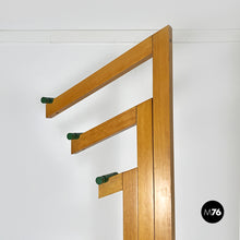 Load image into Gallery viewer, Natural and green wood coat stand with umbrella container, 1980s
