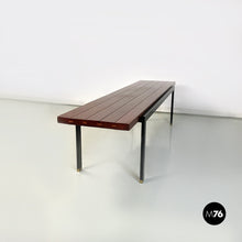 Load image into Gallery viewer, Solid wood, black metal and brass bench, 1960s
