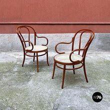 Load image into Gallery viewer, Vienna straw Thonet style chairs with armrests, 1950s
