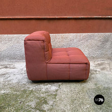 Load image into Gallery viewer, Pink fabric and black abs four pieces modular sofa, 1980s
