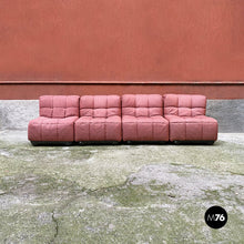 Carica l&#39;immagine nel visualizzatore di Gallery, Pink fabric and black abs four pieces modular sofa, 1980s
