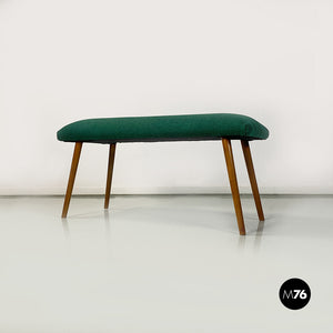 Green fabric pouf or footrest and bench legs, 1960s