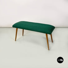 将图片加载到图库查看器，Green fabric pouf or footrest and bench legs, 1960s
