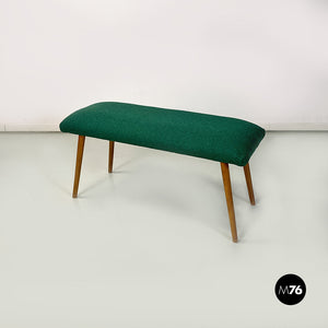 Green fabric pouf or footrest and bench legs, 1960s
