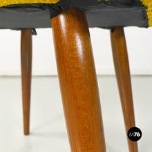 Charger l&#39;image dans la galerie, Yellow fabric and solid beech pouf or footrest, 1960s
