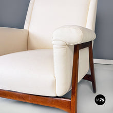 Load image into Gallery viewer, White cotton and solid beech pair of armchairs, 1960s

