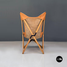 Load image into Gallery viewer, Wood and leather Tripolina folding deck chair by Citterio, 1970s
