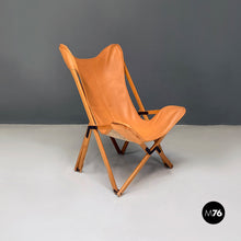 Load image into Gallery viewer, Wood and leather Tripolina folding deck chair by Citterio, 1970s
