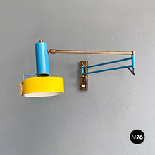 Load image into Gallery viewer, Brass and metal adjustable arm lamp, 1950s
