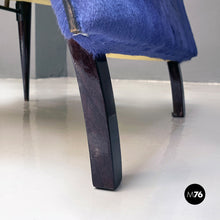 画像をギャラリービューアに読み込む, Black solid wood and leather multicolor armchair with curved armrests, 1980s
