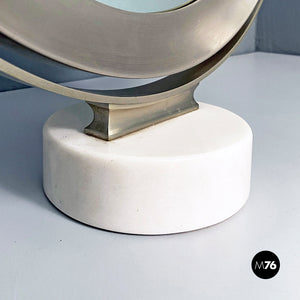 Marble and steel Narciso table mirror by Sergio Mazza for Artemide, 1970s