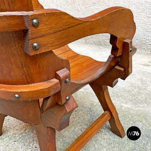 Curved wood irregular shape rustic armchair, 1930s