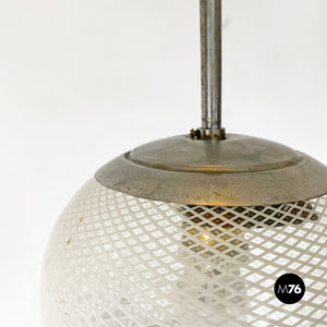 Mesh glass chandelier with metal stem, 1930s