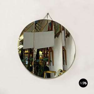 Round wall mirror with hinged side doors, 1980s