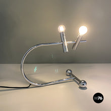 Carica l&#39;immagine nel visualizzatore di Gallery, Chromed steel, two lights table lamp, 1970s
