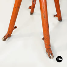 将图片加载到图库查看器，Orange metal and brown tan suede gym horse, 1960s
