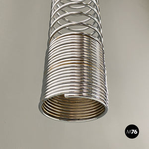 Chromed metal elastic Molla ceiling lamp by Angelo Mangiarotti for Candle, 1974